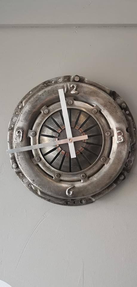 a clock made from a clutch