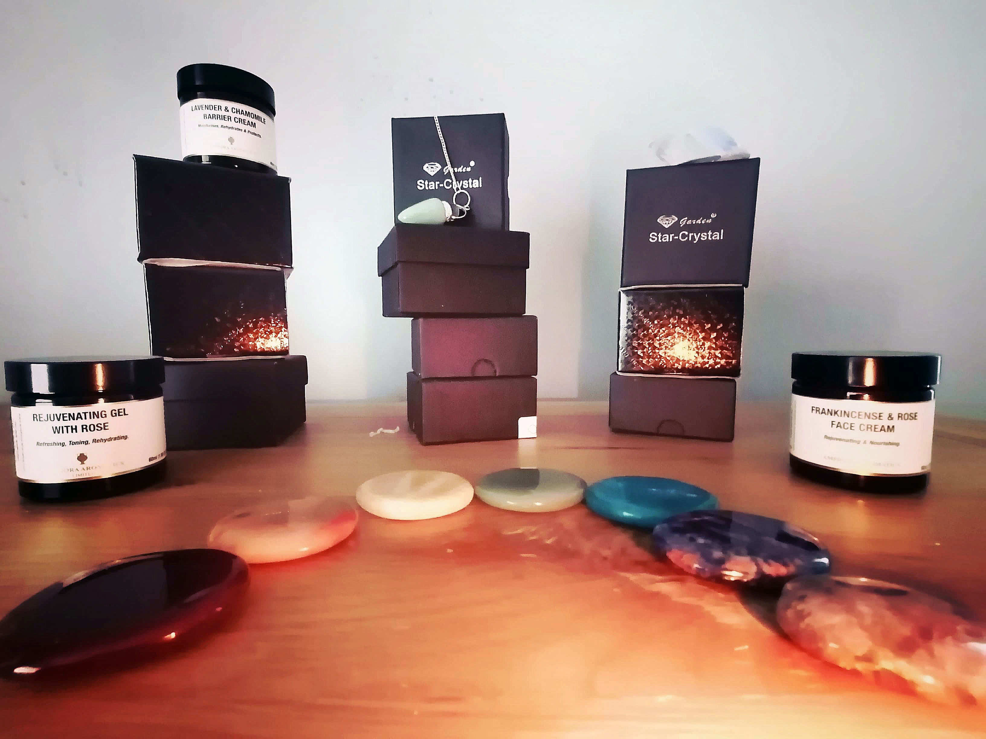 Candles, crystals and oils