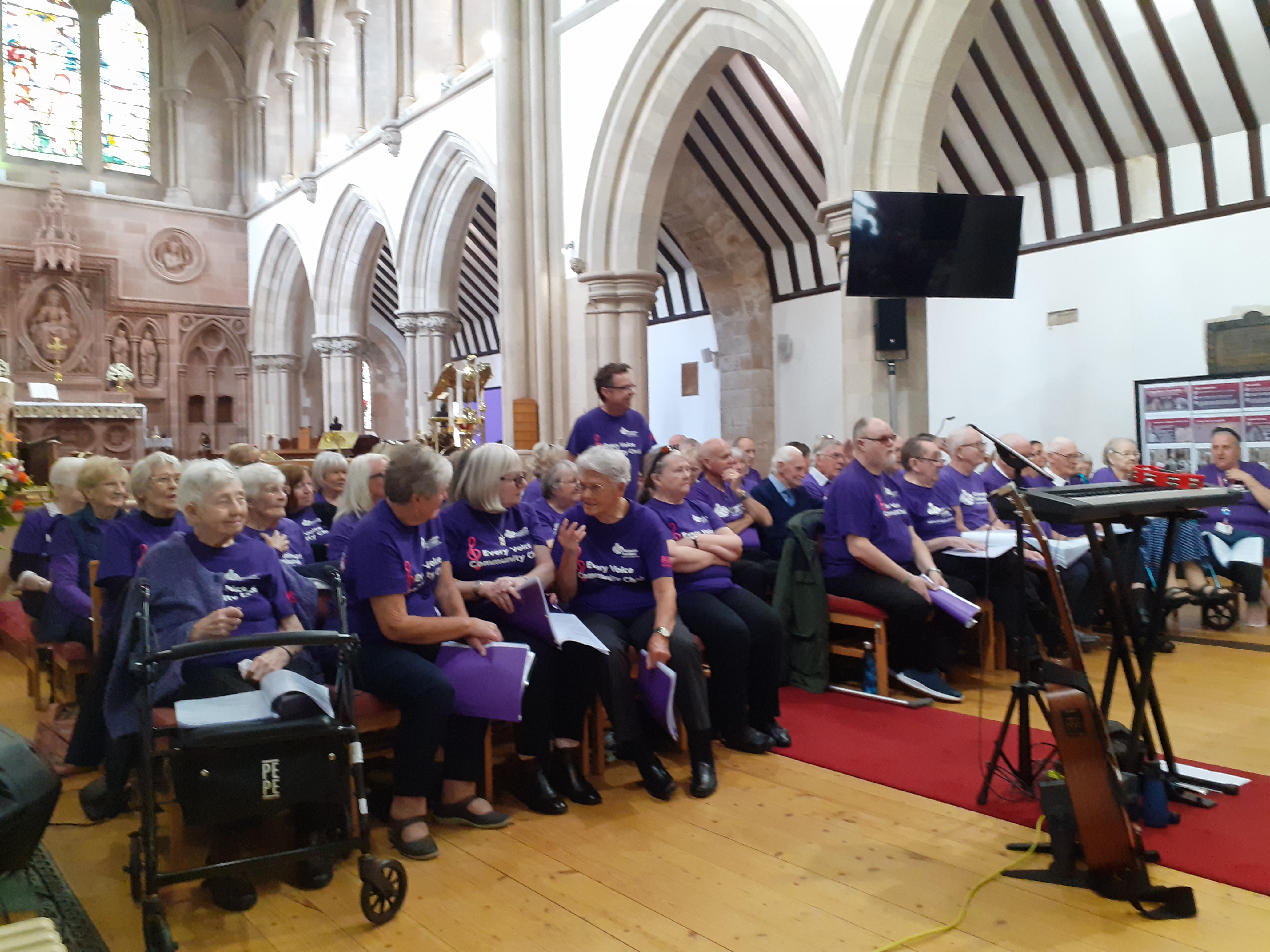 choir sitting down in church