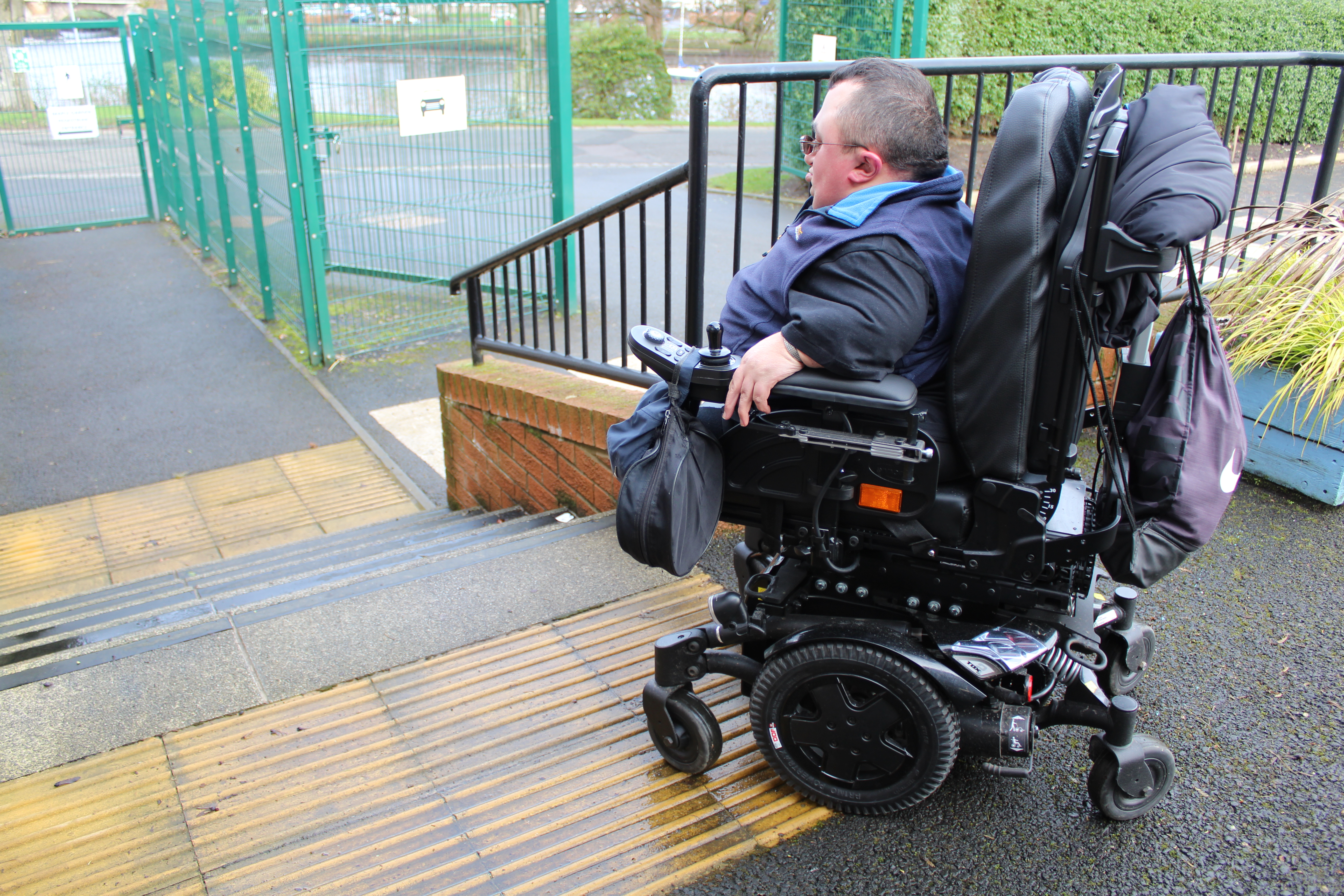 Stephen at the top of a set of stairs