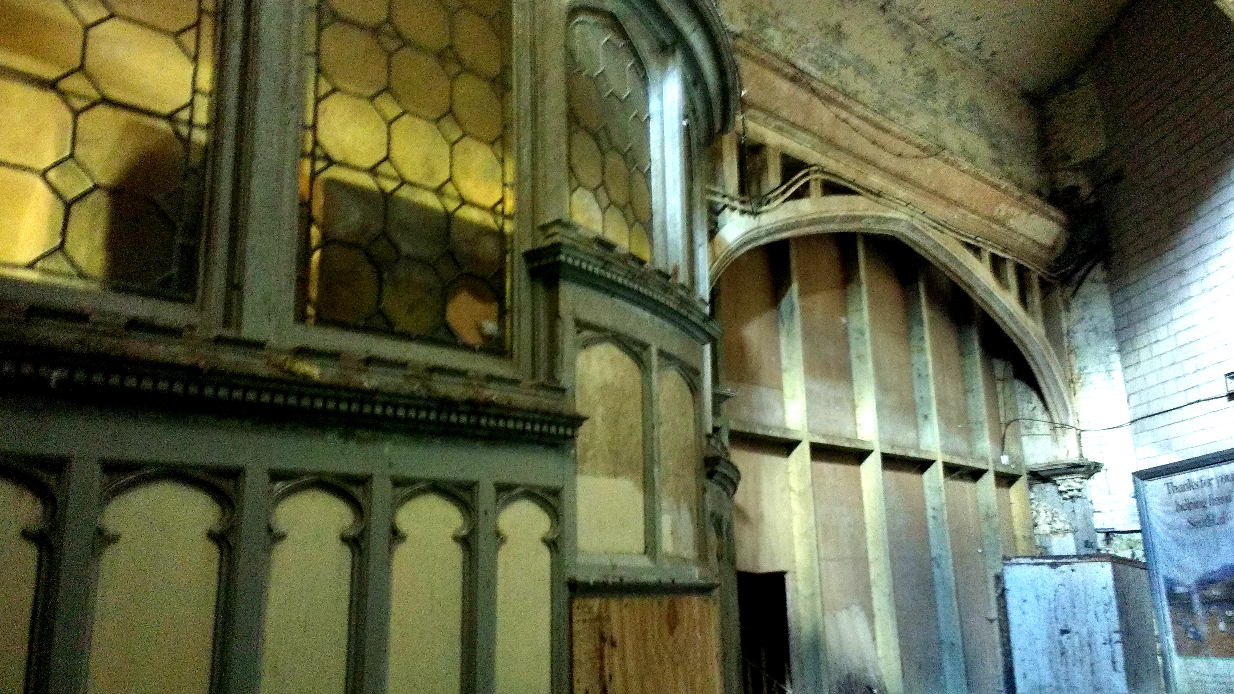 Close up of internal windows and partitioning