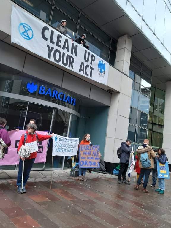protest outside Barclays bank