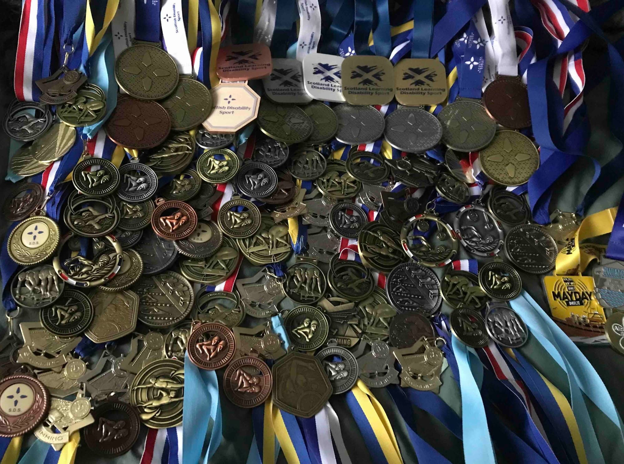 a pile of medals